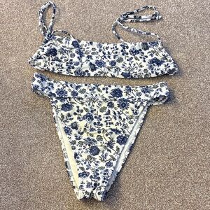 Abercrombie Floral Bikini Set in Blue and White